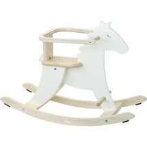 Cavallo a dondolo Hudada bianco avorio con cerchio V1129W Vilac 1