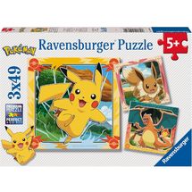 Puzzle Pikachu, Charizard ed Eevee 3x49 pcs RAV12004062 Ravensburger 1