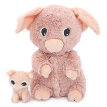 Peluche mamma maiale e il suo bambino rosa DE76020 Les Déglingos 1