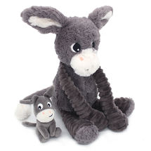 Peluche mamma asino e il suo bambino grigio DE76030 Les Déglingos 1