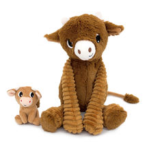 Peluche mamma mucca e il suo bambino marrone DE76050 Les Déglingos 1