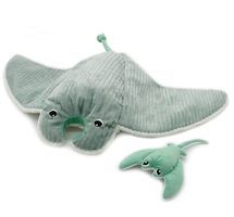 Peluche manta ray mamma e baby mint DE74400 Les Déglingos 1