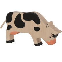 Figurina di mucca al pascolo, nera HZ-80002 Holztiger 1