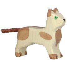 Figurina di gatto, marrone e bianco HZ-80057 Holztiger 1