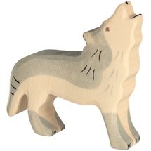 Figurina del lupo che ulula HZ-80109 Holztiger 1
