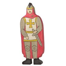 Statuetta di cavaliere con mantello rosso HZ-80244 Holztiger 1