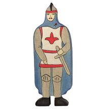 Statuetta di cavaliere con mantello blu HZ-80245 Holztiger 1