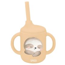 Bicchiere con cannuccia in silicone Gnawy il bradipo SJ-SI0764 Sassi Junior 1