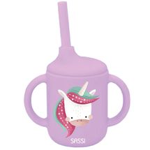 Bicchiere con cannuccia in silicone Sparkly l'unicorno SJ-SI0801 Sassi Junior 1
