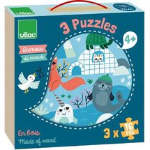 3 puzzle Animali del mondo V8530 Vilac 1