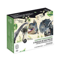 Scatola con 3 puzzle e poster sui dinosauri V9626 Vilac 1