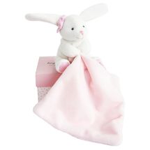 Coniglio Peluche con fazzoletto rosa in una scatola di fiori DC3337 Doudou et Compagnie 1