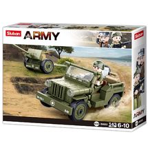 Army WWII - Jeep con cannone antiaereo SL-M38-B0853 Sluban 1
