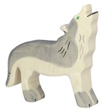 Figurina del lupo che ulula HZ-80109 Holztiger 1