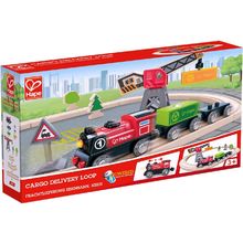 Pista con locomotiva a batteria e gru HA-E3731 Hape Toys 1