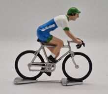 Figurina di ciclista R Maglia blu verde e bianca FR-R17 Fonderie Roger 1