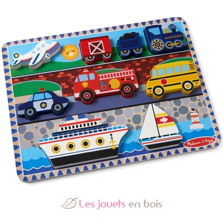 Puzzle con pezzi grandi in legno Veicoli MD03725 Melissa & Doug 3