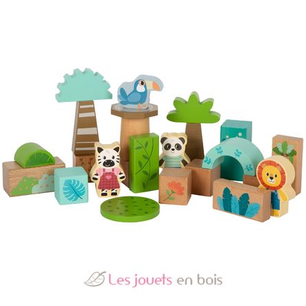 Blocchi da costruzione in legno Jungle Friends LE12768 Small Foot company 2