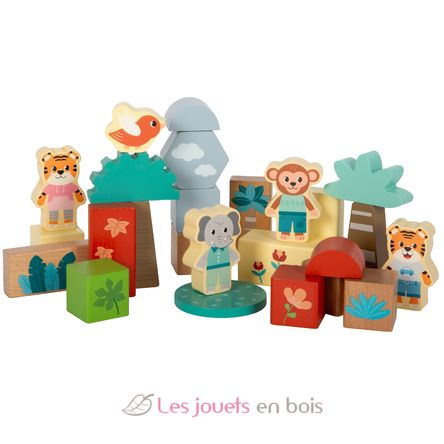 Blocchi da costruzione in legno Jungle Friends LE12768 Small Foot company 3