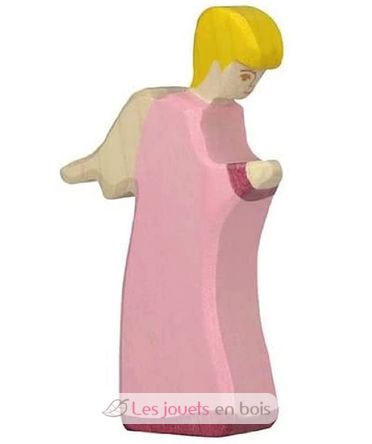 Statuina del presepe di Natale - angelo rosa in piedi HZ80314 Holztiger 1