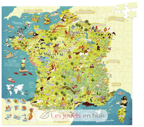 Mappa puzzle delle meraviglie di Francia V2726 Vilac 1