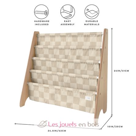 Libreria in tessuto riciclato con quadri beige EFK-107-016-020 3 Sprouts 3
