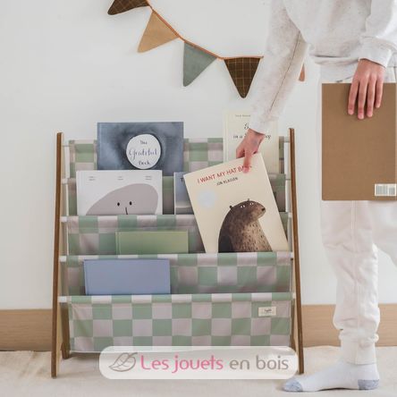 Libreria in tessuto riciclato con quadri verdi EFK-107-016-021 3 Sprouts 2