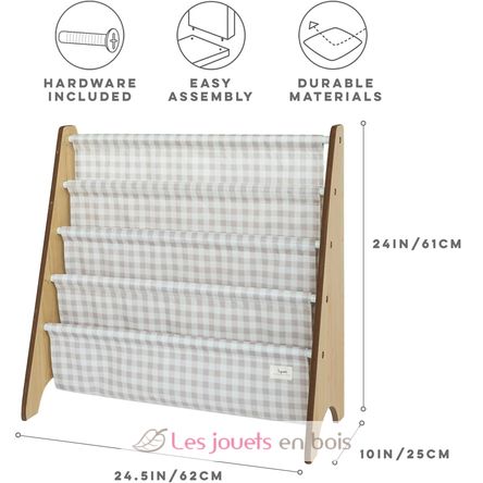 Libreria in tessuto riciclato con quadretti beige EFK-107-016-017 3 Sprouts 3