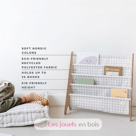 Libreria in tessuto riciclato con quadretti beige EFK-107-016-017 3 Sprouts 4