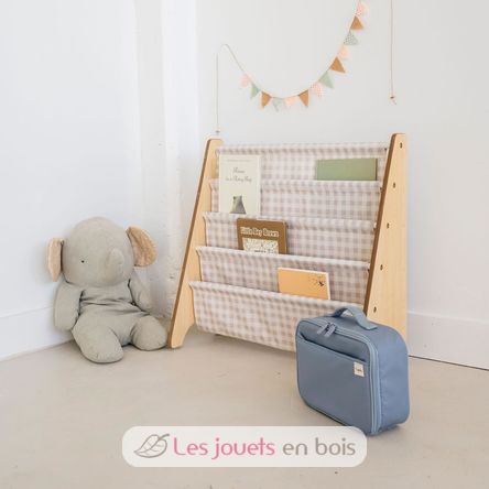 Libreria in tessuto riciclato con quadretti beige EFK-107-016-017 3 Sprouts 5
