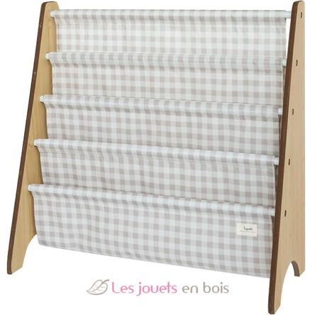 Libreria in tessuto riciclato con quadretti beige EFK-107-016-017 3 Sprouts 1