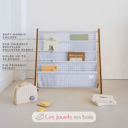 Libreria in tessuto riciclato con quadretti blu EFK-107-016-018 3 Sprouts 5