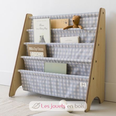 Libreria in tessuto riciclato con quadretti blu EFK-107-016-018 3 Sprouts 3