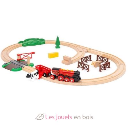 Set trenino rurale con locomotiva rossa BR36029 Brio 3