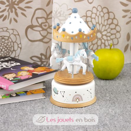 Piccolo caja de música Caballo Carrusel blu bianco UL4129 Ulysse 7