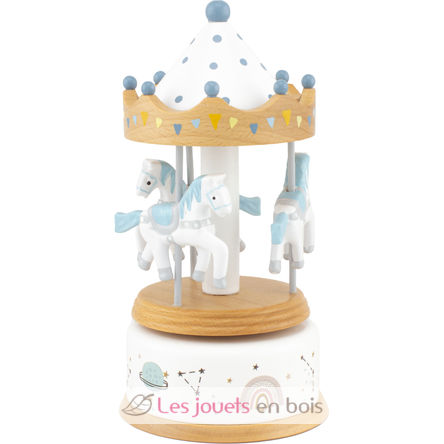 Piccolo caja de música Caballo Carrusel blu bianco UL4129 Ulysse 5
