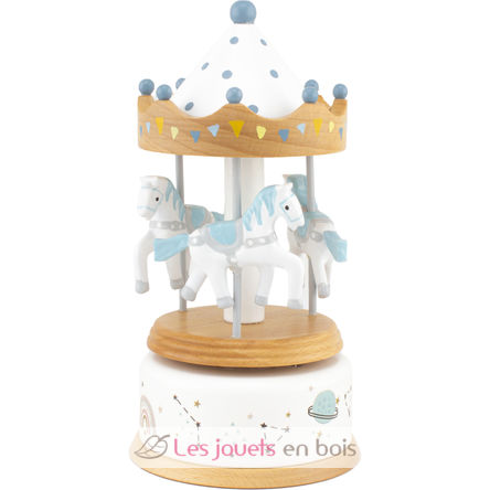 Piccolo caja de música Caballo Carrusel blu bianco UL4129 Ulysse 1