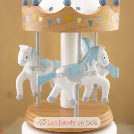 Piccolo caja de música Caballo Carrusel blu bianco UL4129 Ulysse 8