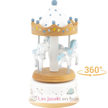 Piccolo caja de música Caballo Carrusel blu bianco UL4129 Ulysse 2