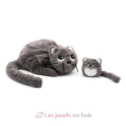 Peluche mamma gatta e il suo bambino grigio DE74801 Les Déglingos 3