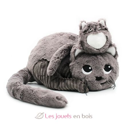 Peluche mamma gatta e il suo bambino grigio DE74801 Les Déglingos 1