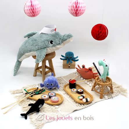 Peluche mamma delfino e il suo bambino blu DE74901 Les Déglingos 9