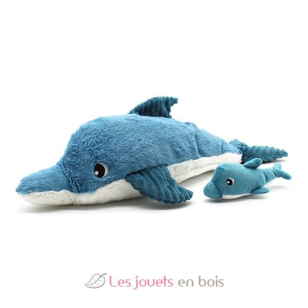 Peluche mamma delfino e il suo bambino blu DE74901 Les Déglingos 1