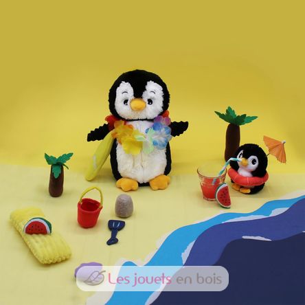 Peluche mamma pinguino e il suo bambino nero DE75200 Les Déglingos 5