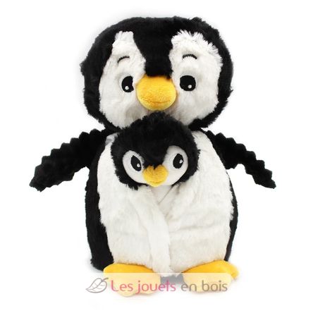 Peluche mamma pinguino e il suo bambino nero DE75200 Les Déglingos 2