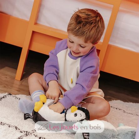 Peluche mamma pinguino e il suo bambino nero DE75200 Les Déglingos 3