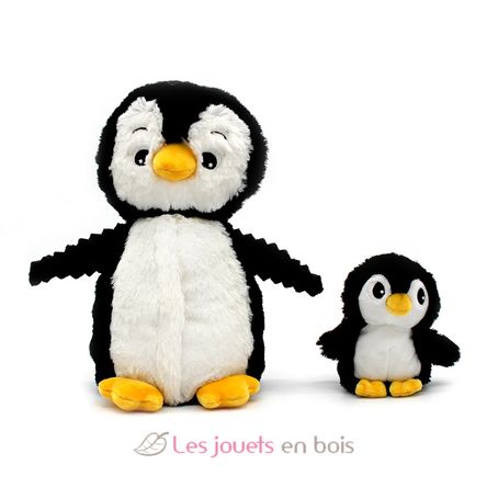 Peluche mamma pinguino e il suo bambino nero DE75200 Les Déglingos 1