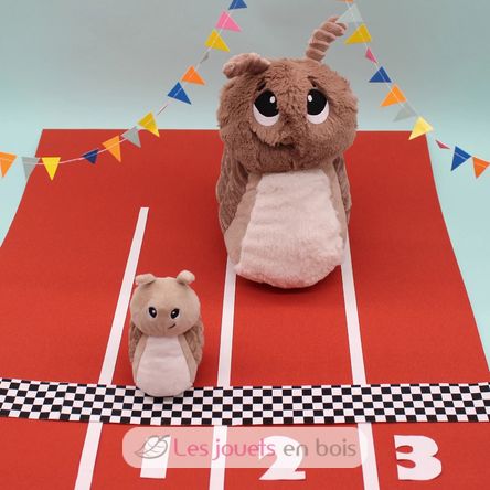 Peluche mamma lumaca e il suo bambino marrone DE75302 Les Déglingos 4