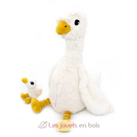 Peluche mamma oca e il suo bambino bianco DE76000 Les Déglingos 1