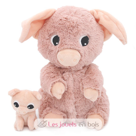 Peluche mamma maiale e il suo bambino rosa DE76020 Les Déglingos 1